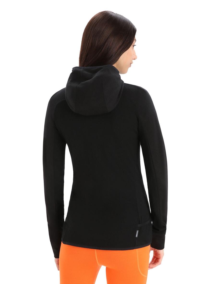 Icebreaker ZoneKnit™ Merino Long Sleeve Zip Naisten Huppari Mustat | FI 1674YXFU